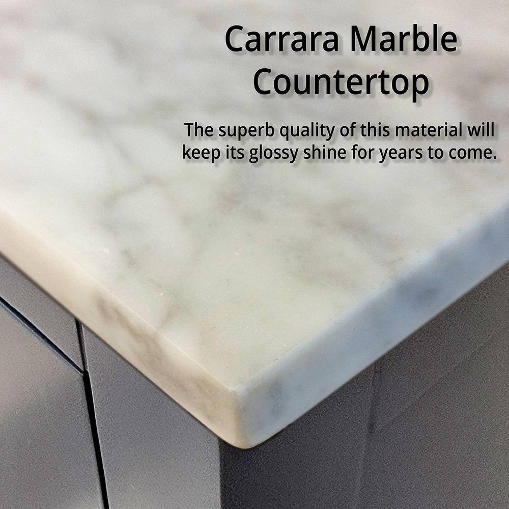 Jacques 30" Dark Grey Single Vanity with White Carrara Marble Top