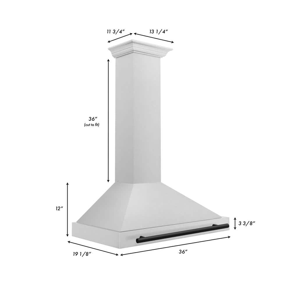 36" Stainless Steel Wall Mount Range Hood with Charcoal Filter