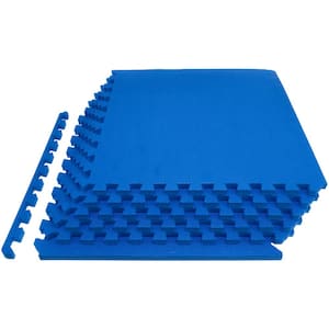 Thick Exercise Puzzle Mat Blue 24 in. x 24 in. x 0.75 in. EVA Foam Interlocking Anti-Fatigue (6-pack) (24 sq. ft.)