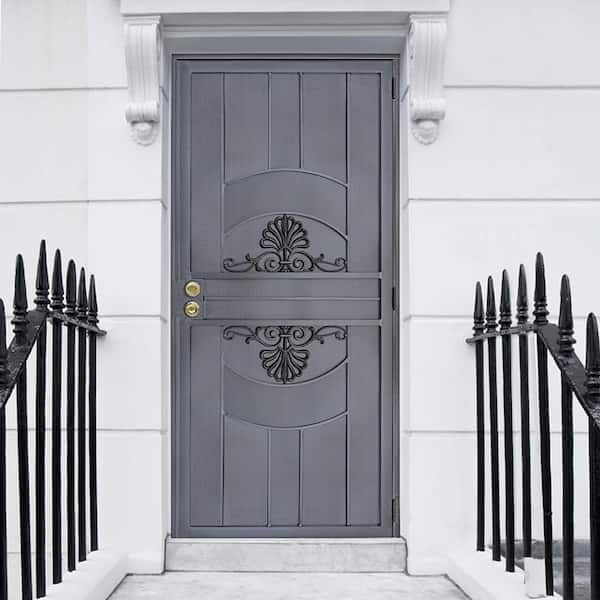 Brilliance 32 in. x 80 in. Black Perforated Steel Screen Security Door