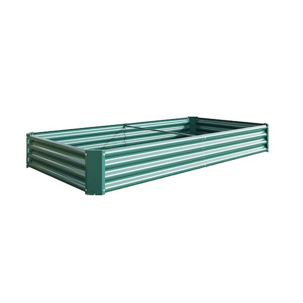 8 x 4 x 1 ft. Green Metal Rectangular Raised Garden Bed Outdoor Planter Box for Vegetables Flowers Herbs Fruits (1-Pack)