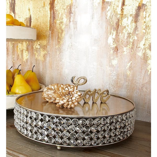 Litton Lane Silver Decorative Cake Stand with Crystal Accents (Set of 3)