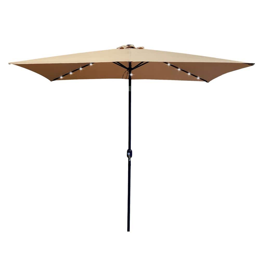 10 ft. x 6.5 ft. Outdoor Patio Market Umbrella Rectangular in Taupe with Cr