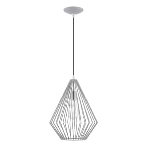 Linz 1-Light Nordic Gray Island Pendant with Polished Chrome Accents