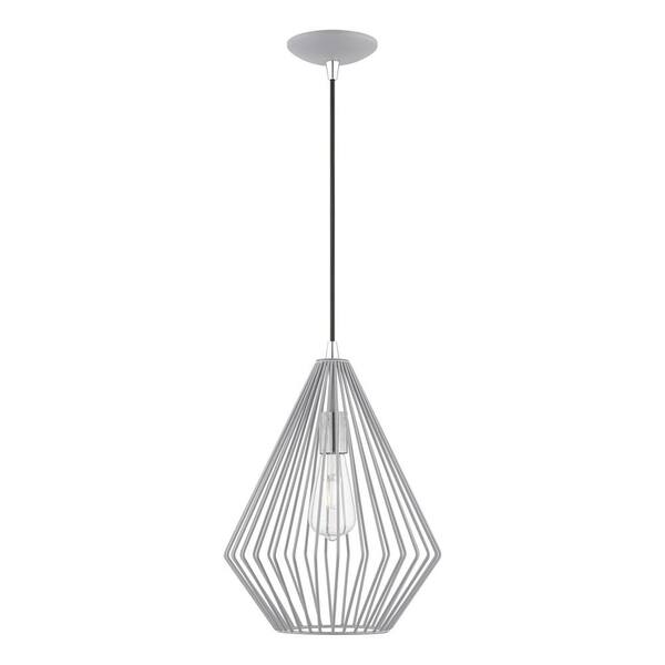 Livex Lighting Linz 1-Light Nordic Gray Island Pendant with Polished Chrome Accents