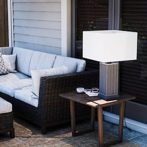 Edgehill 27.5 in. Gray Outdoor/Indoor Square Table Lamp