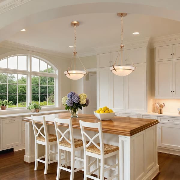 Zevni Combin Frosted Glass Pendant Light, 11.5 in. 3-Light Gold