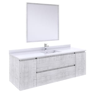 Formosa 60 in. W x 20 in. D x 20 in. H White Single Sink Bath Vanity in Rustic White with White Vanity Top and Mirror