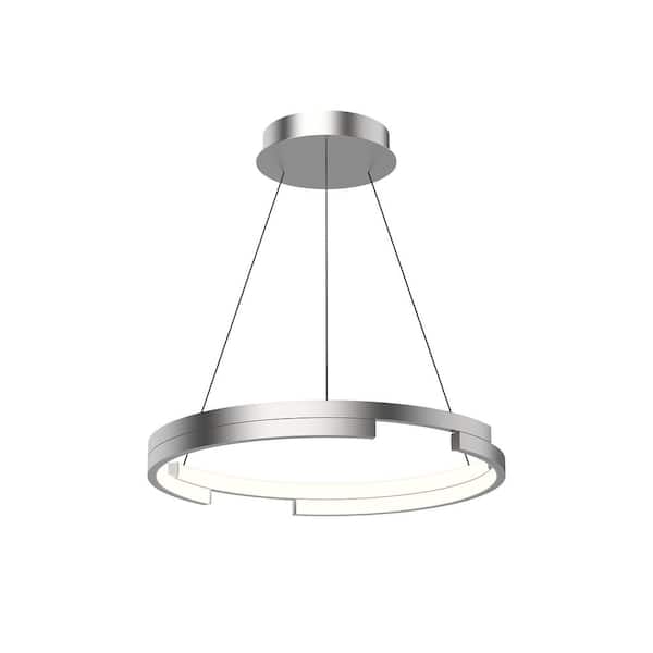 KUZCO Anello Minor 19 in. 1 Light 50-Watt Brushed Nickel Integrated LED Pendant Light