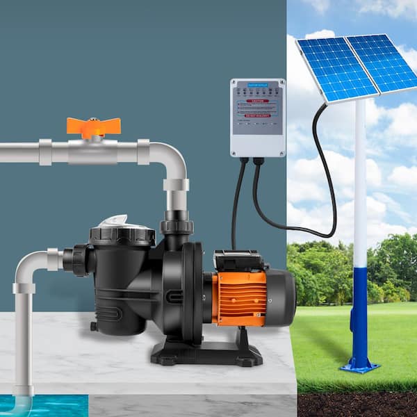 VEVOR Solar Swimming Pool Pump 1200W 136GPM Pool Heat Pump 72VDC Head 62  ft. with MPPT Controller u0026 Powder Cord for Park Pool TYNSB1200W0000001V9 -  The Home Depot