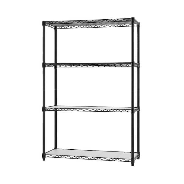 TRINITY 4-Tier Wire Shelving Rack, 48 x 24 x 72 NSF, Black