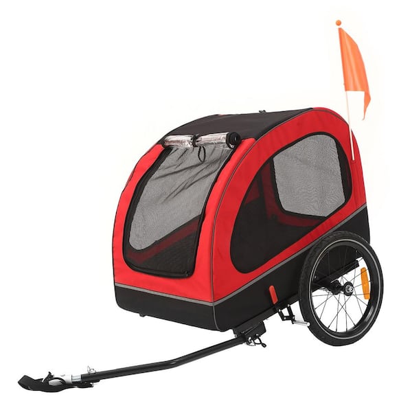 Red Dog Trailer Dog Buggy Bicycle Trailer Medium Foldable for Small and Medium Dogs