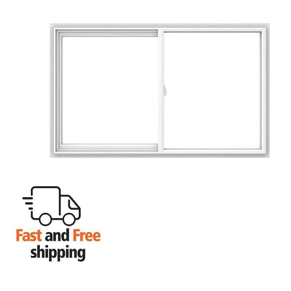 V-2500 60 in. x 36 in. White Vinyl Nailfin Sliding Window with Low E, Argon, Screen, and No Grids - Energy Saver