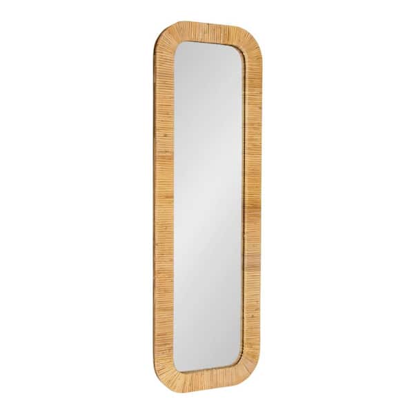 Rahfy Natural 12 in. W x 36 in. H Coastal Rectangle Wood Framed Mirror