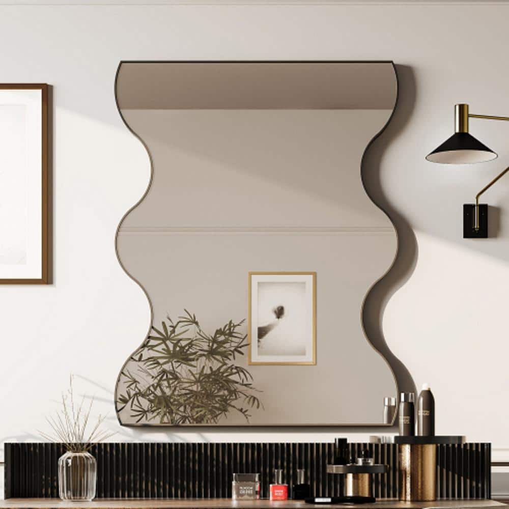 30 in. W x 35 in. H Metal Rectangular Framed Wall Bathroom Vanity Mirror in