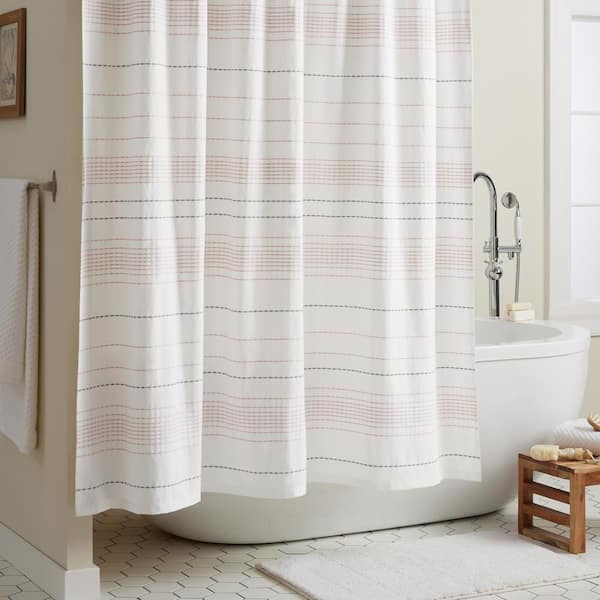 Ivory Textured Ruffled Vintage Country outlets Shower Curtain,