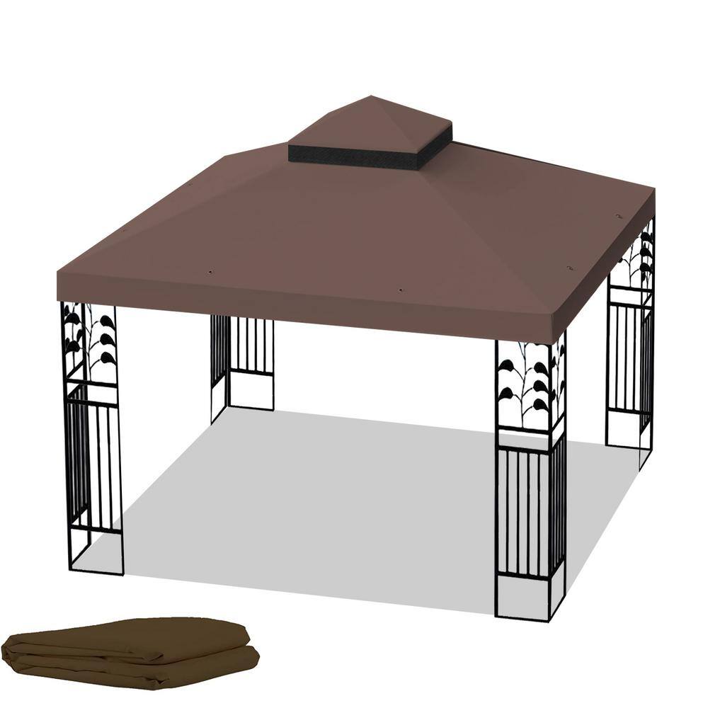 Brown 10x10 Ft Outdoor Patio Gazebo Replacement Canopy Roof