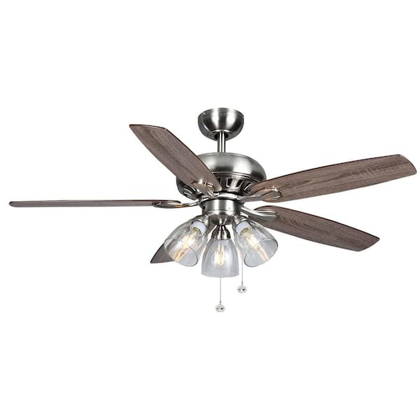Hampton Bay Rockport 52 In Led Brushed Nickel Ceiling Fan With Light