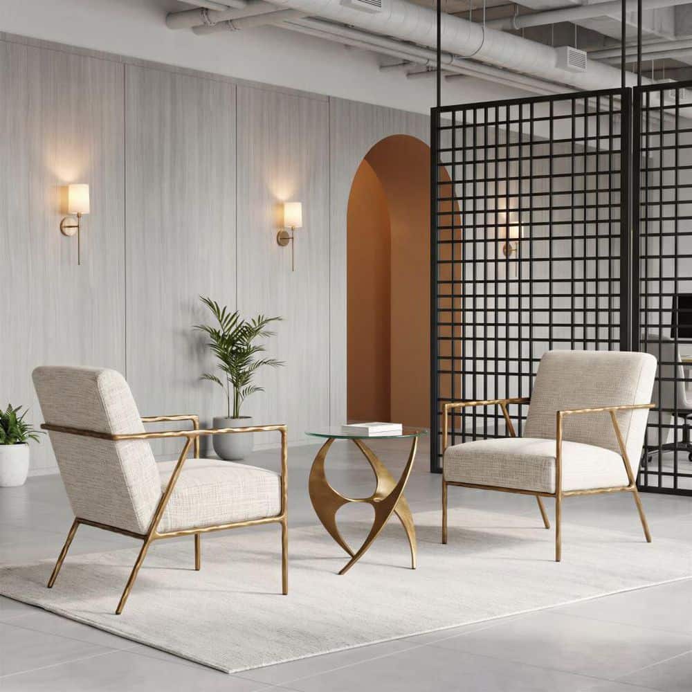 19.9 in.W x 23.2 in.H Gold Finish Round Shape Glass Top End Table