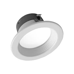 DLR Series 4 in. White Baffle 3000K Integrated LED Recessed Retrofit Downlight Trim, Shallow Housing, Dimmable