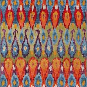 Outdoor Ikat Multi 6' 0 x 6' 0 Square Rug