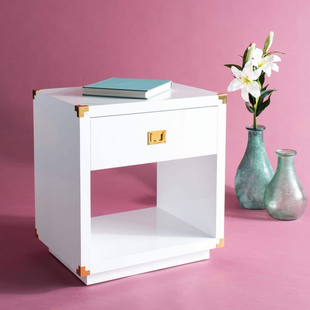 Lella 24 in. White Rectangle Wood End Table