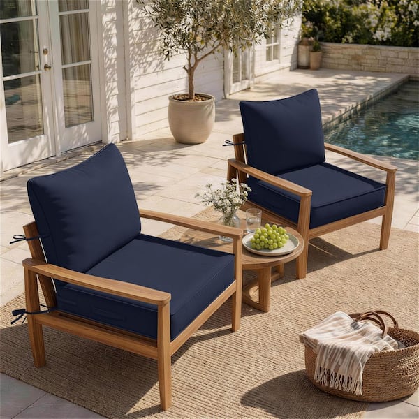 24 x 24 x 6.5 in. Outdoor Waterproof Deep Seat Cushion with Removable Cover for Sofa, Chair, Sectionals (2 -Pack) Navy