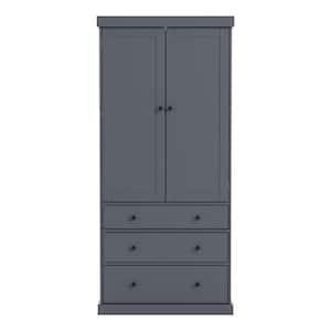 7-Shelf Wood Kitchen Pantry Organizer, Tall Cupboard Storage Cabinet with 3-Adjustable Shelves, 8-Door Shelves, Gray