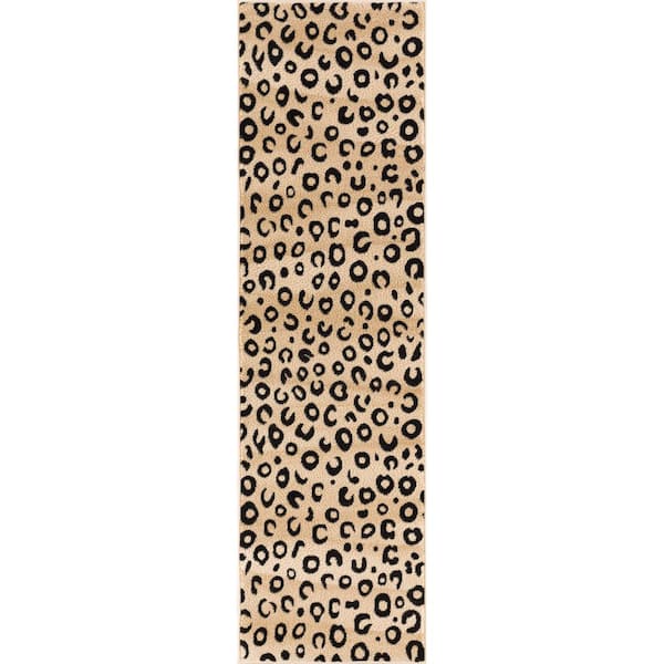Well Woven Dulcet Leopard Black 2 ft. x 7 ft. Modern Animal Print Runner Rug