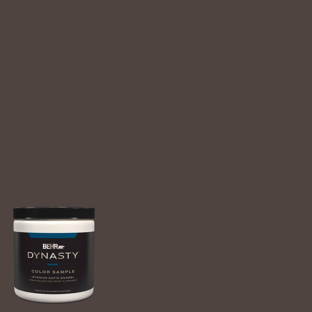 BEHR DYNASTY 8 oz. 790B7 Bitter Chocolate Satin Enamel StainBlocking Interior/Exterior Paint
