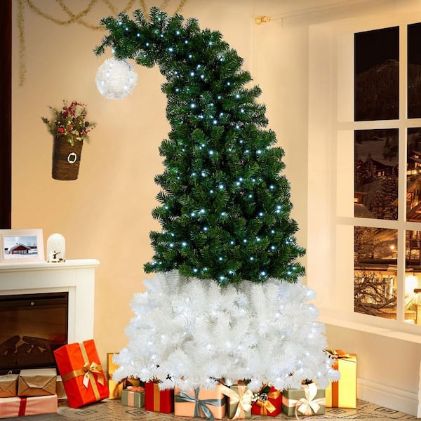 Tunearary 6 ft. Artificial Fir Bendable Christmas Hat Style Christmas Tree with 1250 Lush Branch Tips, 300 LED Lights