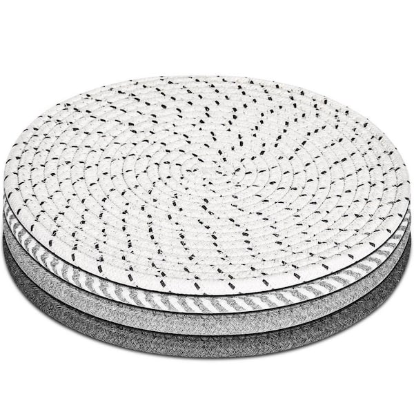 Boho Farmhouse Cotton Heat Resistant Trivets Neutral Finish Set of 4 for Kitchen Hot Dishes Pots and Pans