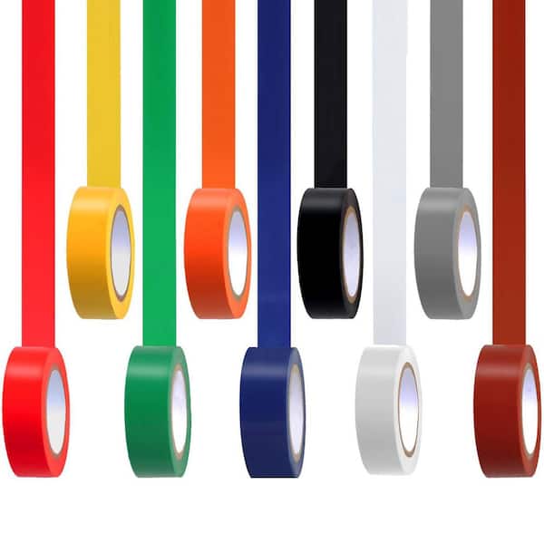 0.80 in. W x 30 ft. Electrical Tape Family 9-Pack Flame Retardant UV Resistant for Home Industrial Multi-Colored