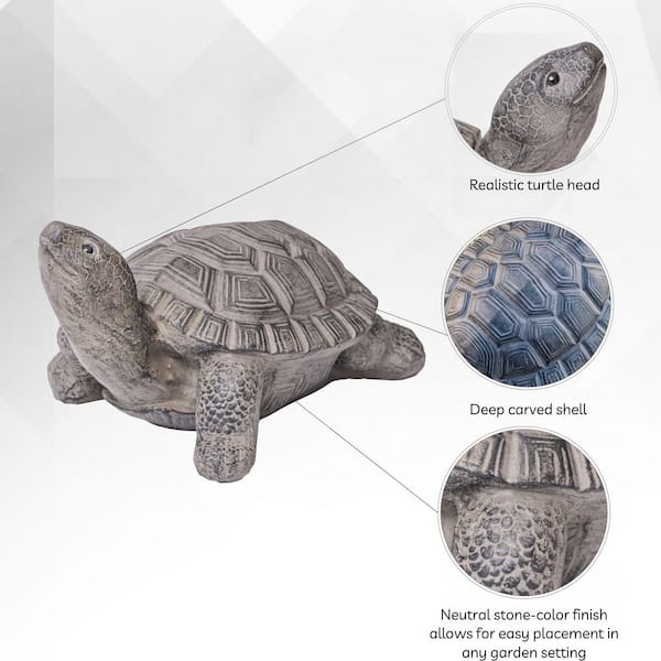 XBRAND 23.82 in. L Gray Concrete/MgO Looking Up Turtle Statue