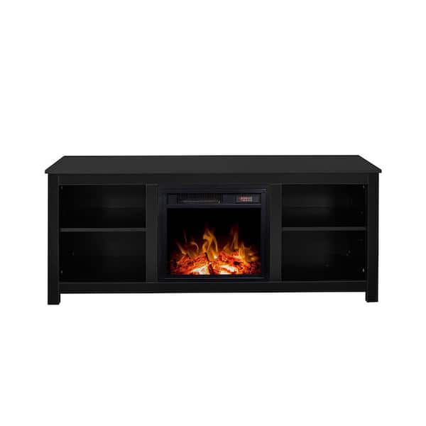 Unbranded 57.87 in. Black Classic 4-Cubby Electric Fireplace TV Stand. Fits up to 55 in.