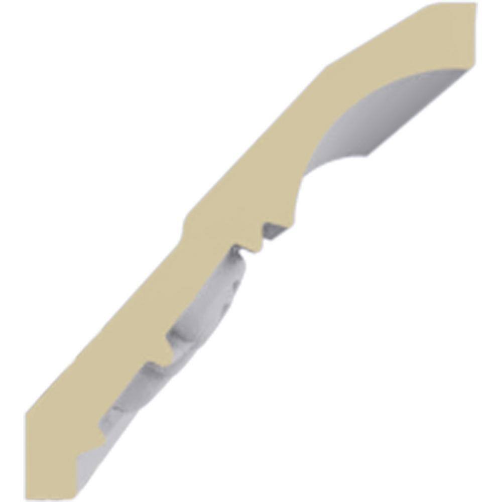 Primed White Polyurethane Geometric Crown Moulding Sample, 12" Length