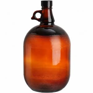 1 Gal. Glass Jugs, Amber Fermenting Bottle with Seal Lid, 128 oz. Watter Bottle with Handle for Beer, Juice, and Milk