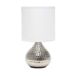 9.25 in. Silver and White Hammered Drip Mini Table Lamp