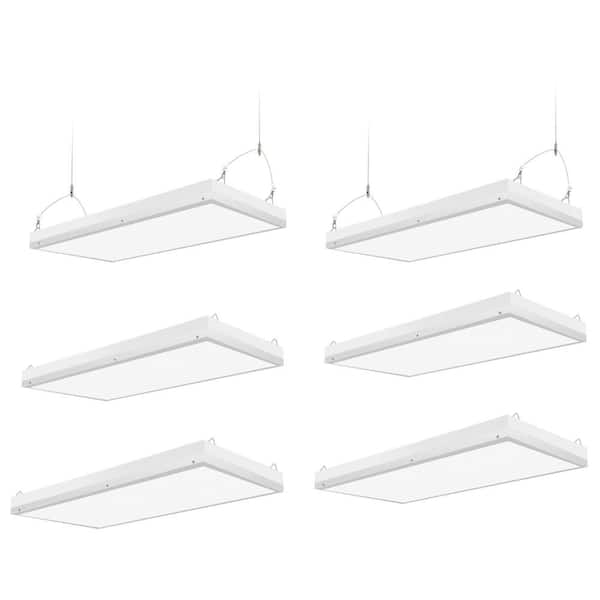 6-Pack 2ft. 500-Watt Equivalent Integrated LED White High Bay Light,16000Lumens Industrial Workshop Linear Hanging Light