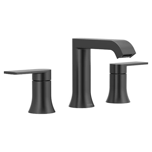 Genta LX Matte Black Modern 8 in. Widespread  2-Handle High-Arc  Bathroom Faucet with Drain Assembly, Valve Included
