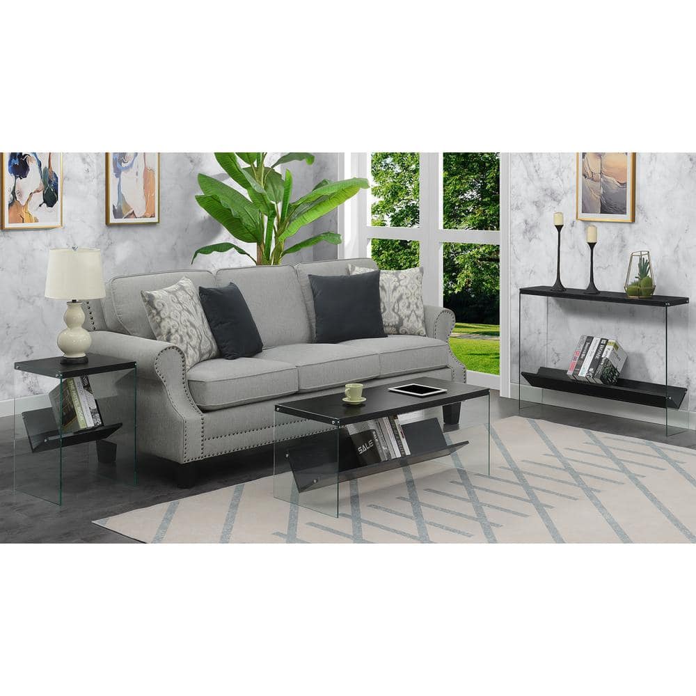 Modern Rectangular Wood and Glass Coffee Table with Shelf
