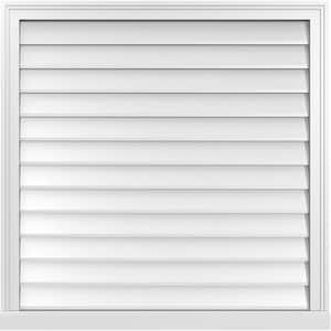 36 in. x 36 in. Vertical Surface Mount PVC Gable Vent: Decorative with Brickmould Sill Frame