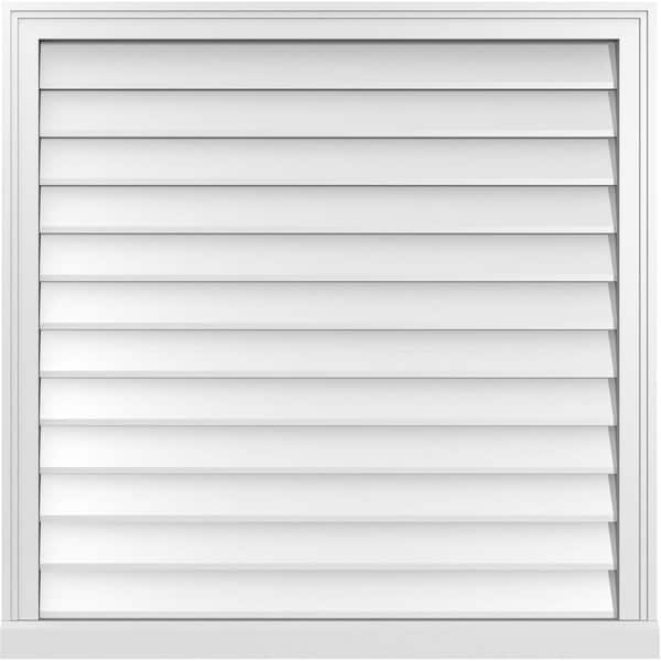 Ekena Millwork 36 in. x 36 in. Vertical Surface Mount PVC Gable Vent: Decorative with Brickmould Sill Frame