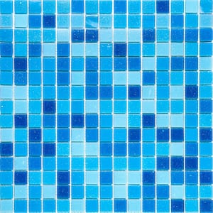 Mingles 12 in. x 12 in. Glossy Pacific Blue Glass Mosaic Wall and Floor Tile (20 sq. ft./case) (20-pack)