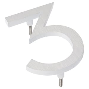 4 in. Satin Nickel/White 2-Tone Aluminum Floating or Flat Modern House Number 3