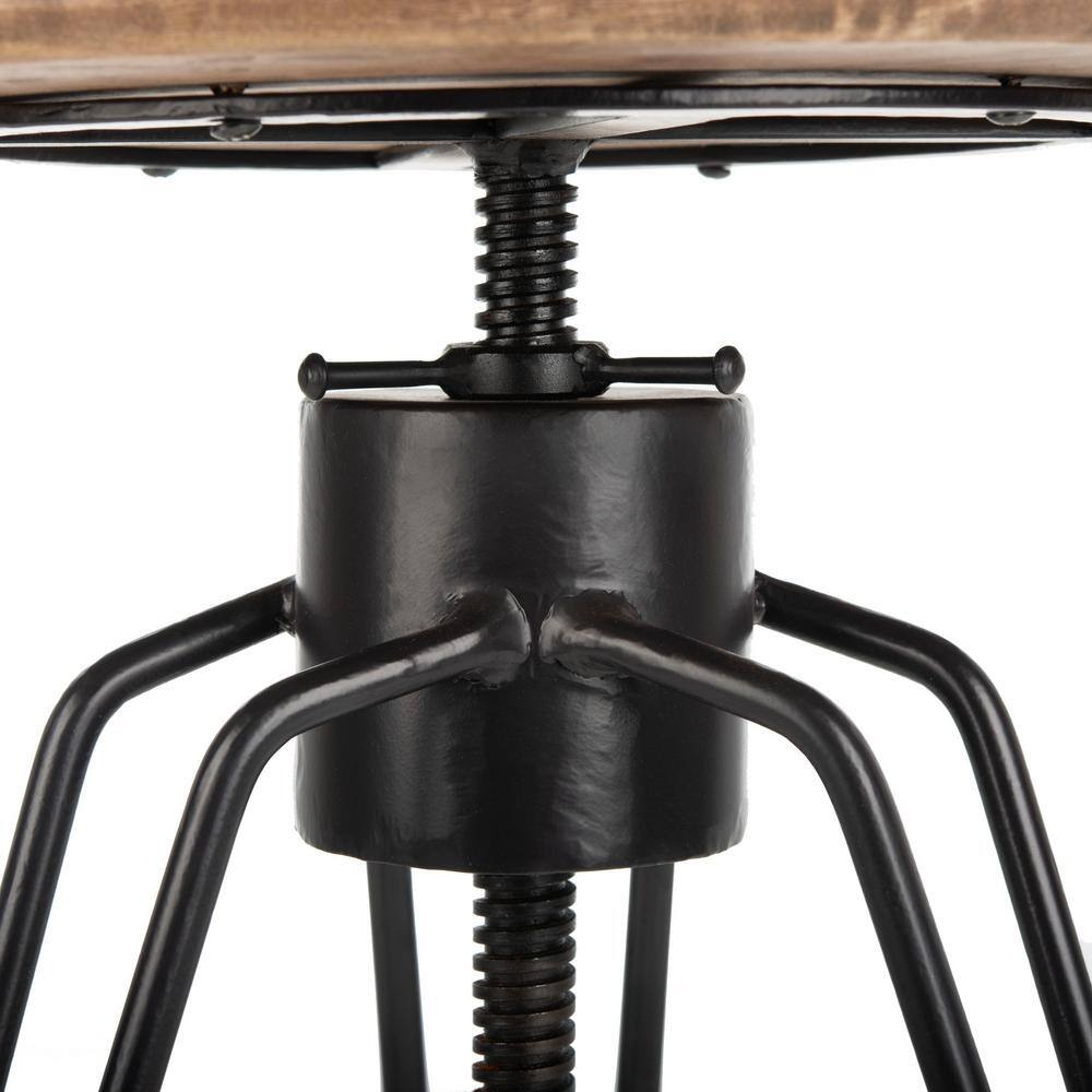 Kai Adjustable Swivel Black Metal and Wood Counter Stool