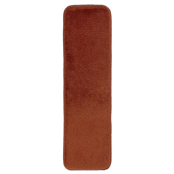 RugStylesOnline Comfy Collection Burnt Orange 8 ½ inch x 30 inch Indoor Carpet Stair Treads Slip Resistant Backing (Set of 3)