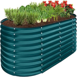 4 ft. x 2 ft. x 2 ft. Peacock Blue Oval Steel Raised Garden Bed Planter Box for Vegetables, Flowers, Herbs