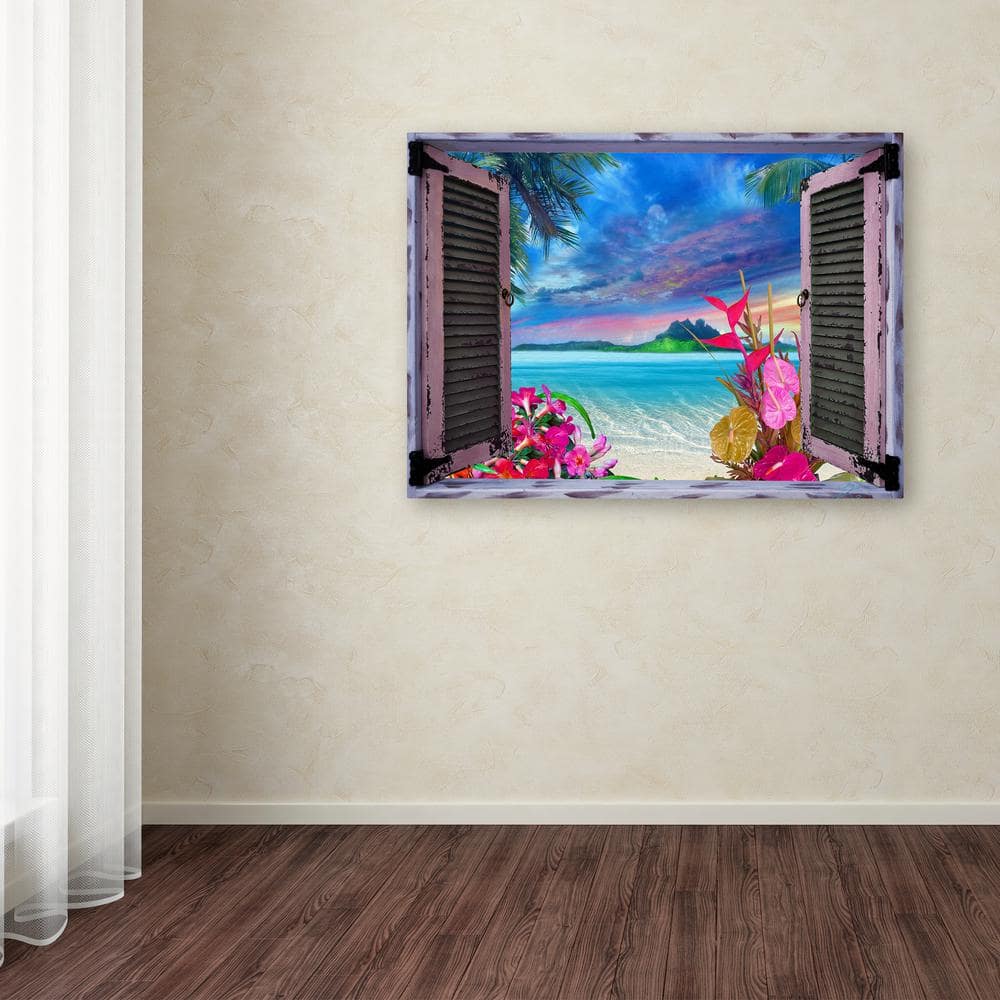 Tropical Paradise Window View Canvas Art 35" x 47"