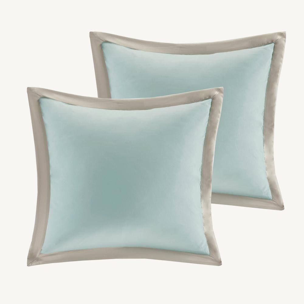 Seafoam and Beige Microfiber Queen 8-Piece Comforter Set